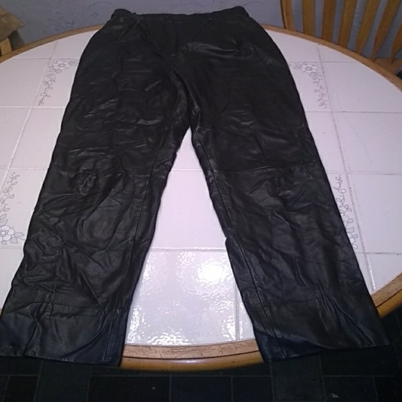 Black leather pants size 10 Tall collection 2 - Picture 1 of 2